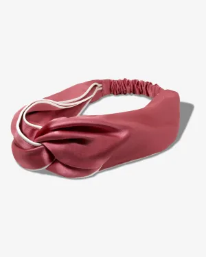 Silk Knot Twisted Headband - Dusty Mauve/Cream