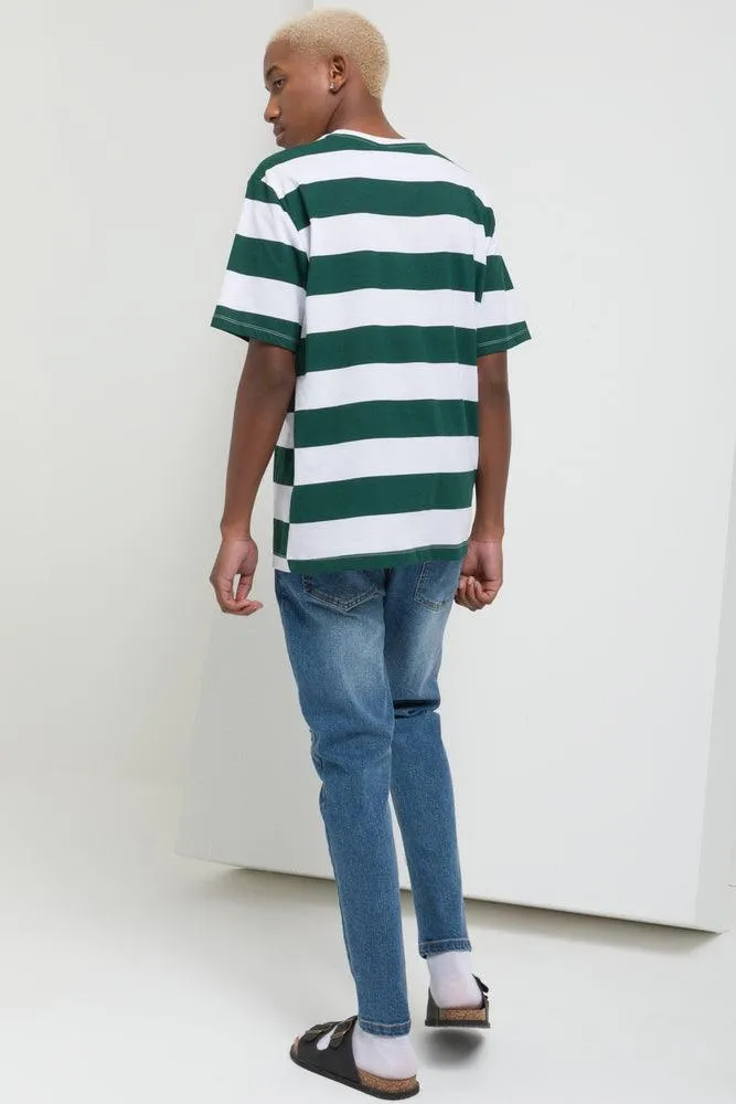 Stripe Short Sleeve T-Shirt Green & White