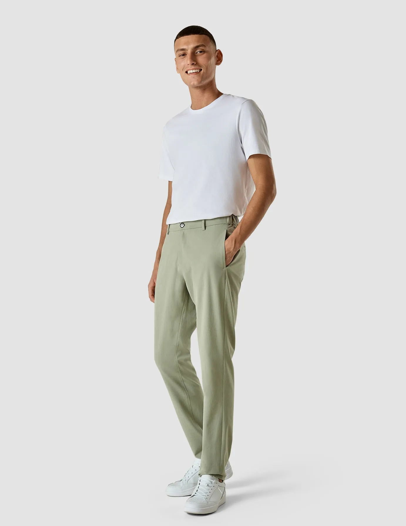 Tech Linen Elastic Pants Neutral Green
