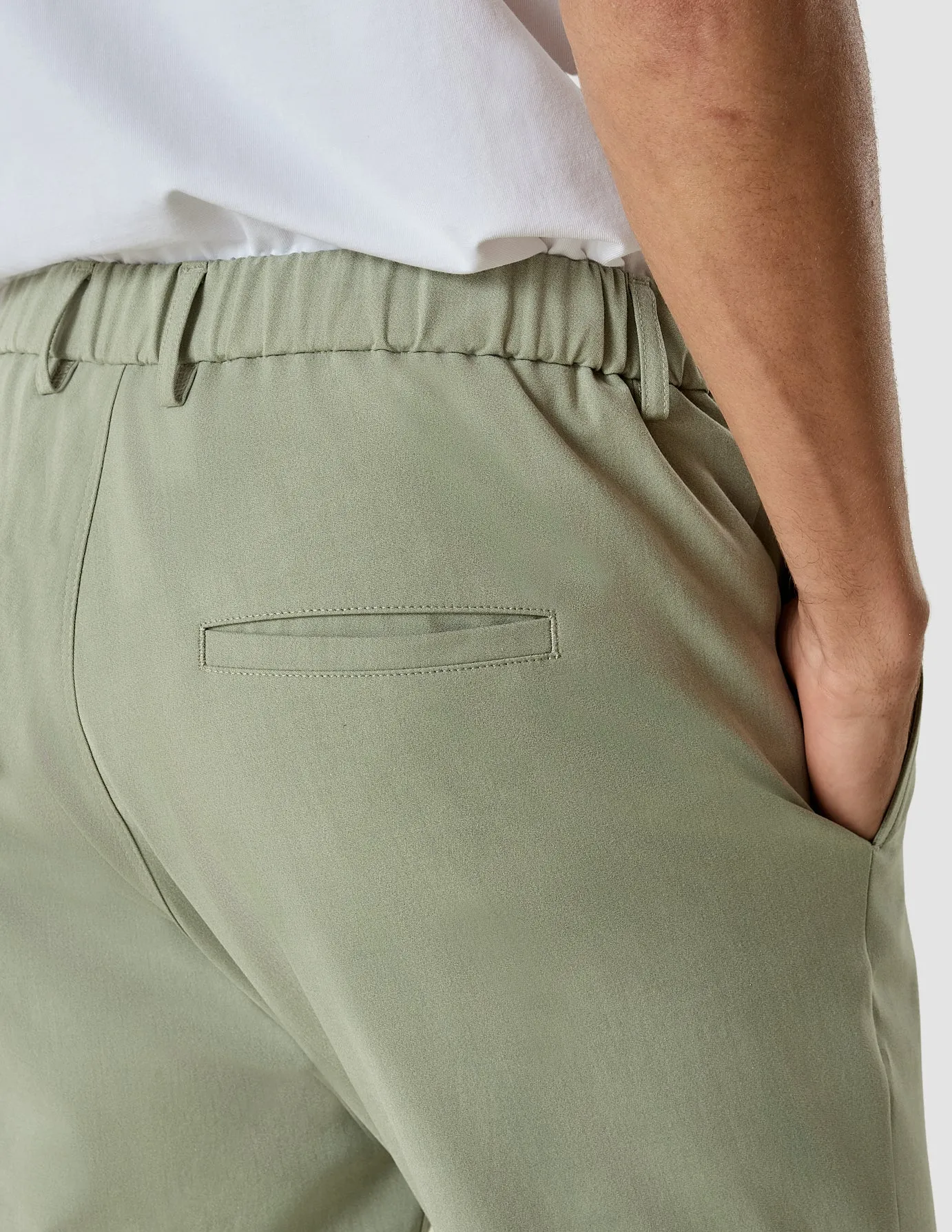 Tech Linen Elastic Pants Neutral Green