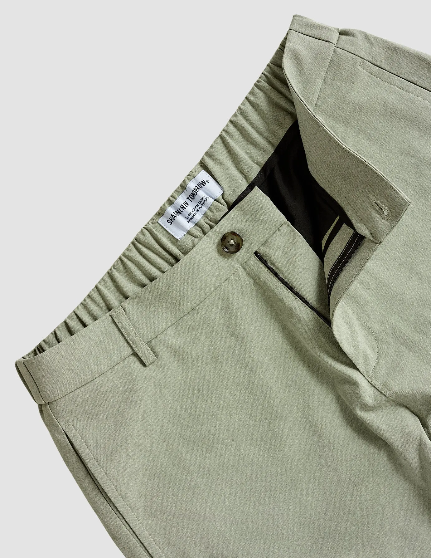 Tech Linen Elastic Pants Neutral Green