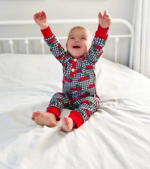 Toddler Black Buffalo Plaid with Red Truck Christmas Pajama Set