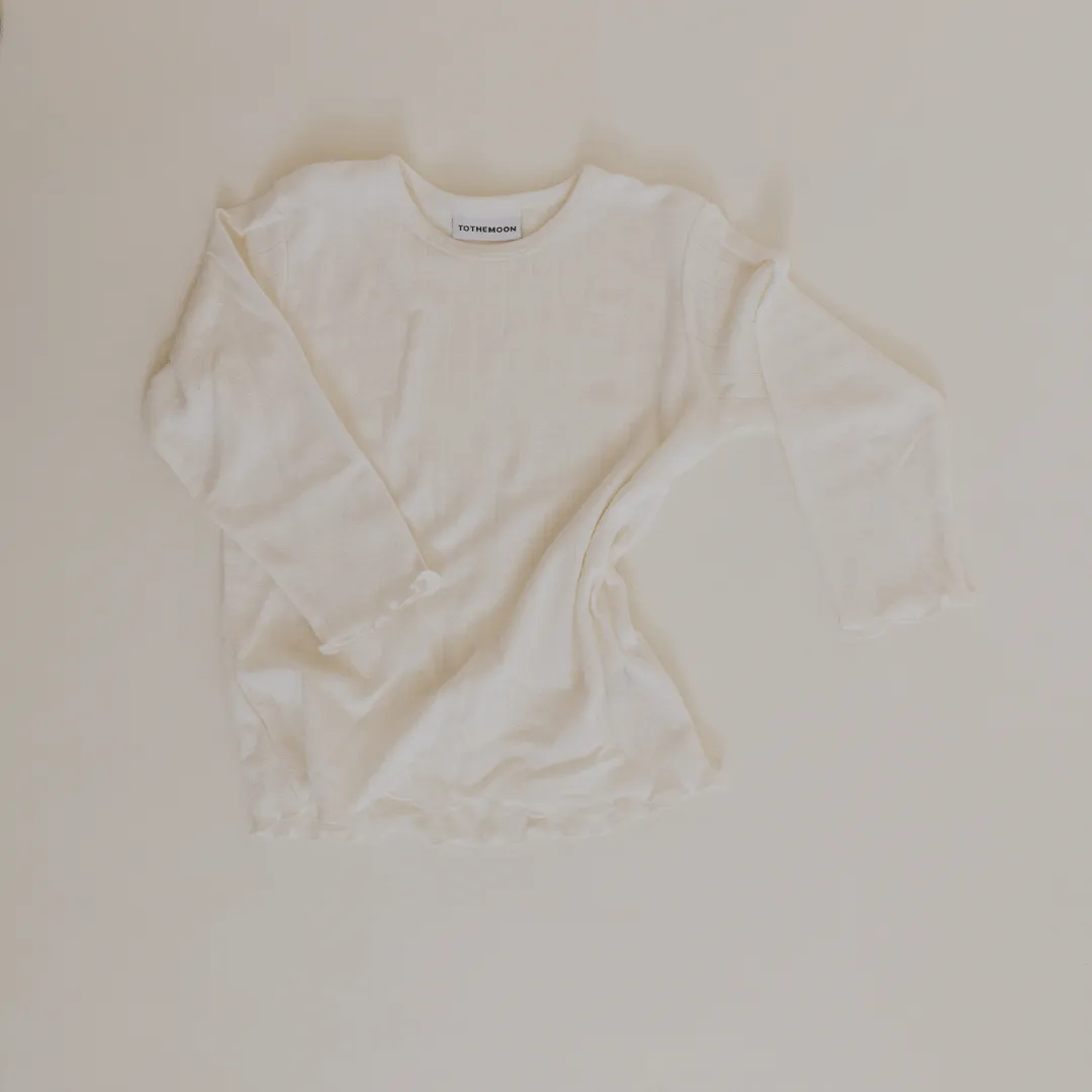 Tothemoon ☾ - Shirt - Long sleeve - Curled ends - Wool & silk - Pointelle