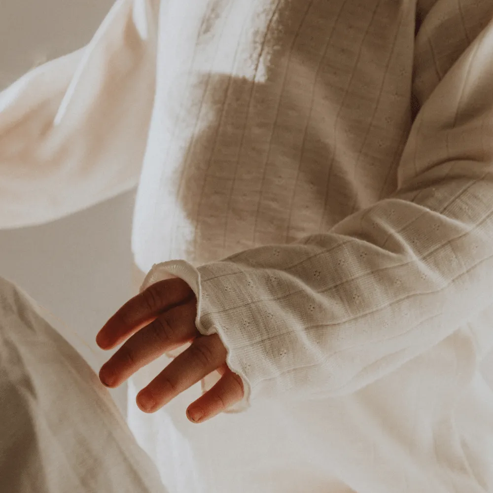 Tothemoon ☾ - Shirt - Long sleeve - Curled ends - Wool & silk - Pointelle