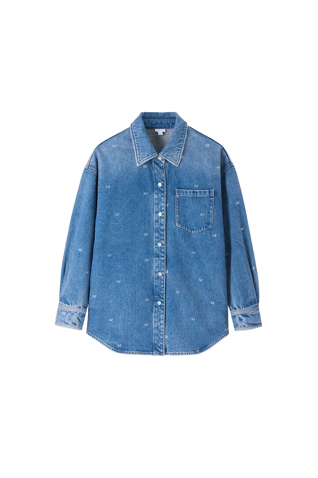 Vintage Relaxed Fir Denim Shirt With Crystal