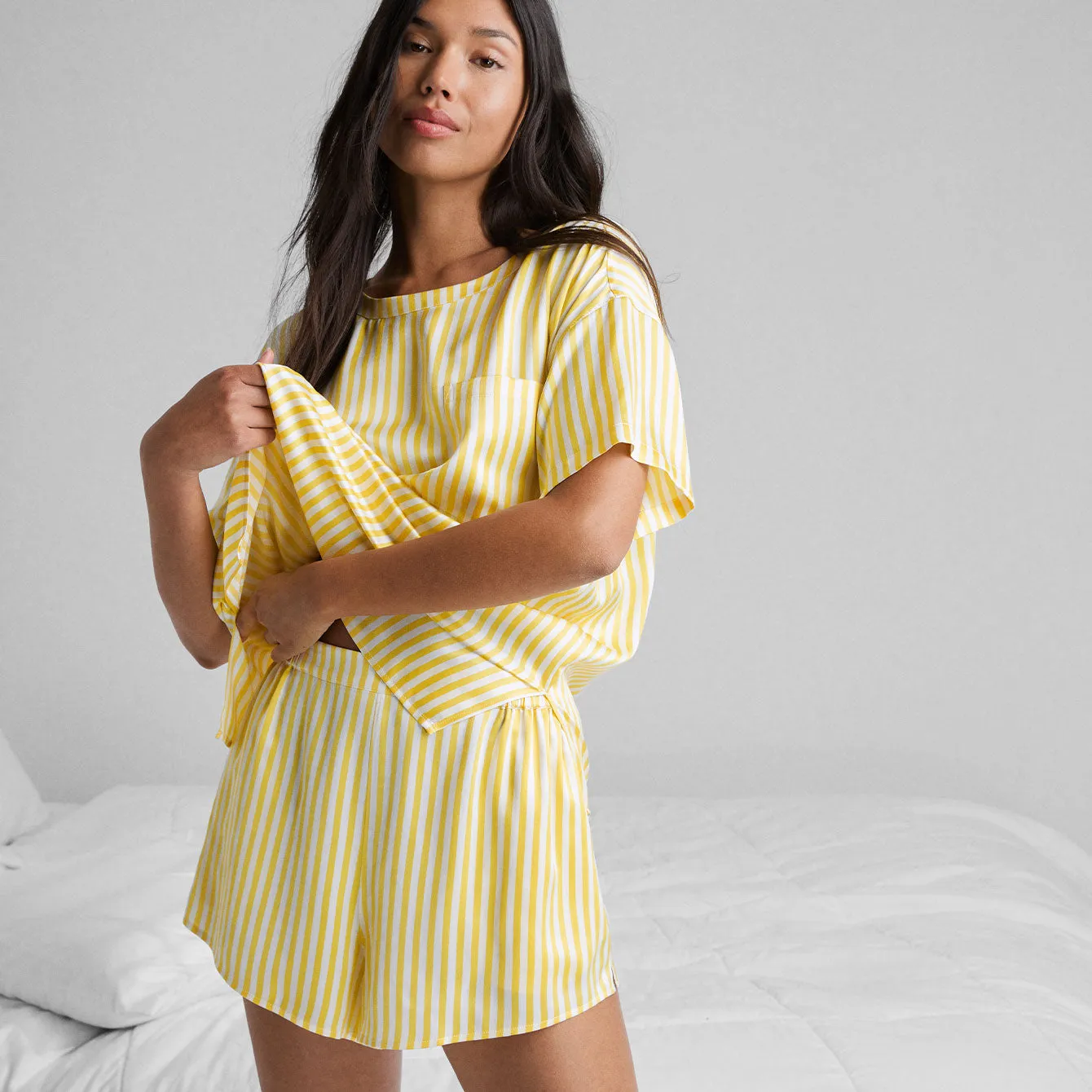 Washable Silk Tee Short Set