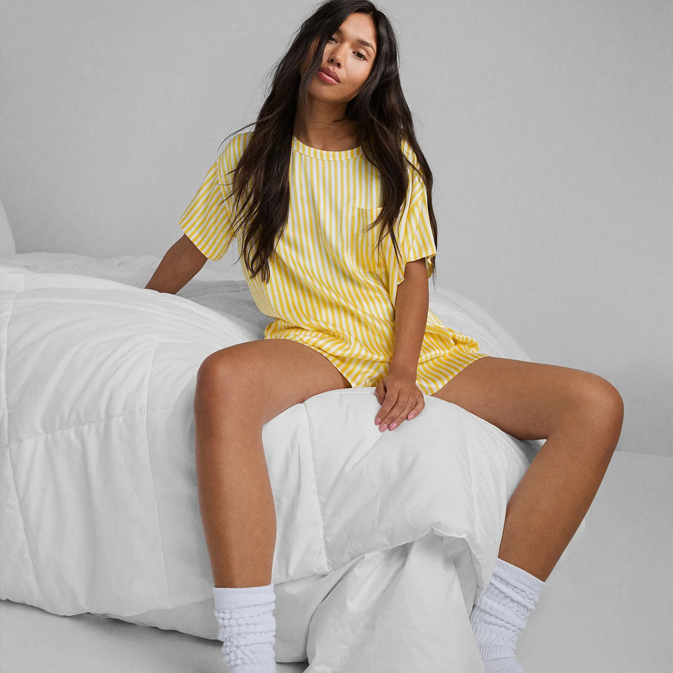 Washable Silk Tee Short Set