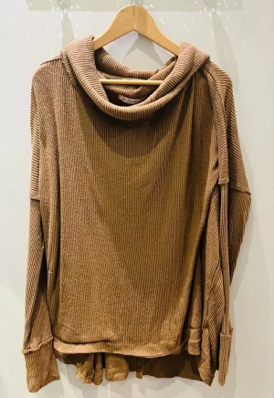 We The Free Ribbed Oversized Brown Sweater - Size Large