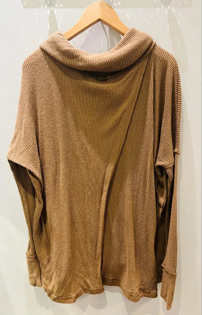 We The Free Ribbed Oversized Brown Sweater - Size Large