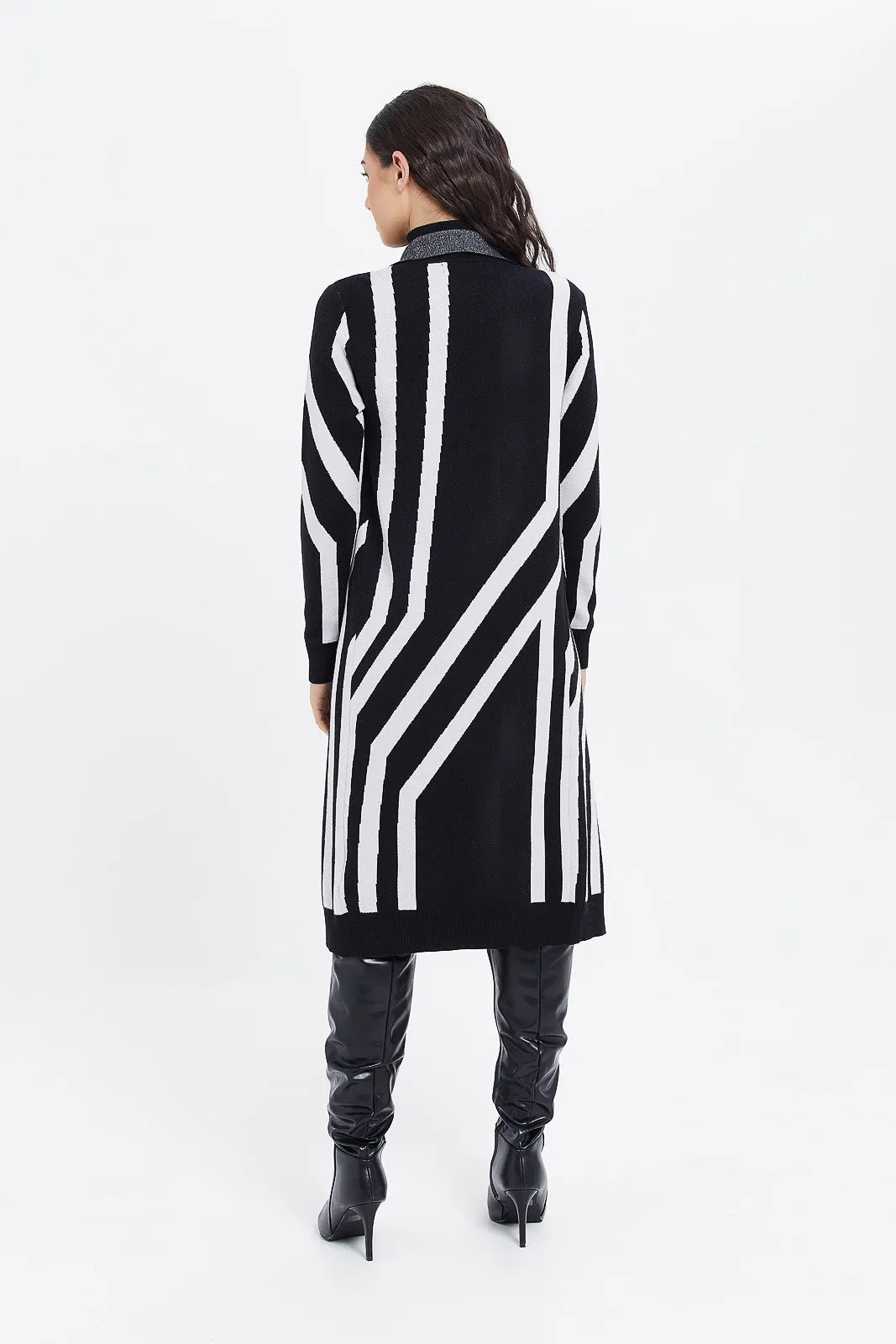 Women Black Knitted Cardigan