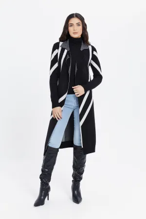 Women Black Knitted Cardigan